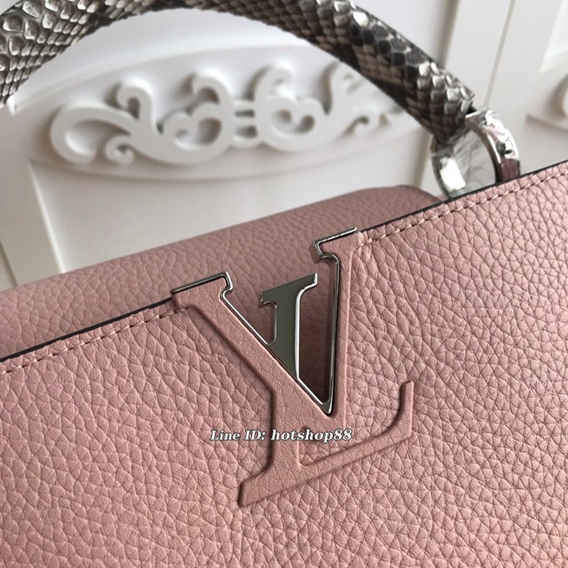 路易威登LV女包 N92801粉色 Capucines手袋 LV新款粒面皮革手提肩背女包 xxlv2763